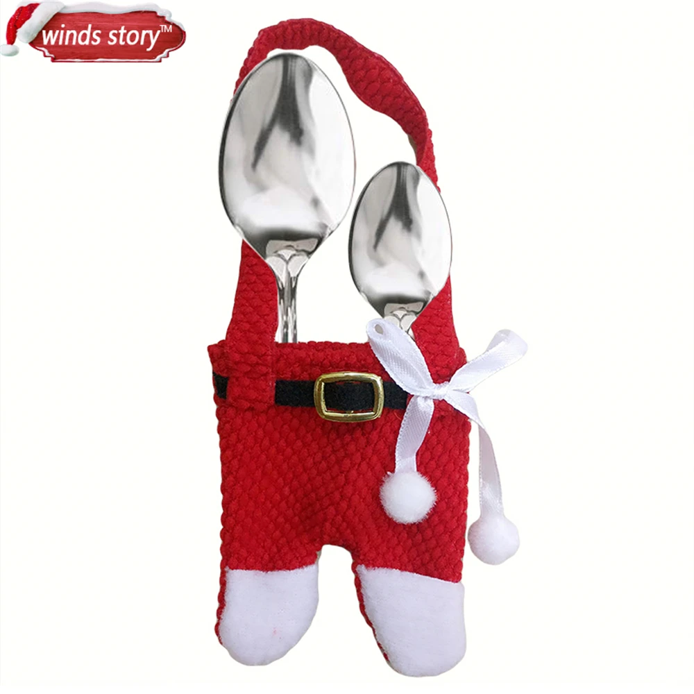 12 шт. костюм Санты Рождественский для папы столовые приборы держатель вилка