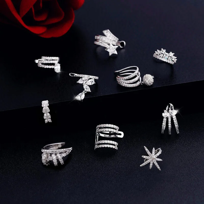 

Beautiful Star Small Ball Bowknot Ear Cuff Earrings AAA Cubic Zirconia Clip Earring cartilage earrings Women Jewelry Accessories