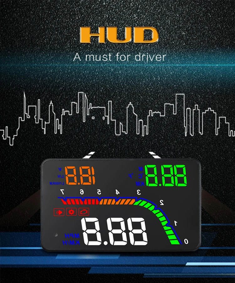 4 ''T100 автомобиля HUD Дисплей T 100 OBD2 II EUOBD превышение скорости Предупреждение