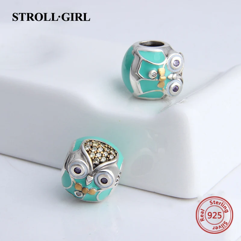 Fit Pandora Талисманы Браслеты Серебро 925 новые милые животные Сова Кот Пингвин Подвески Бусины ювелирные изделия делать подарки