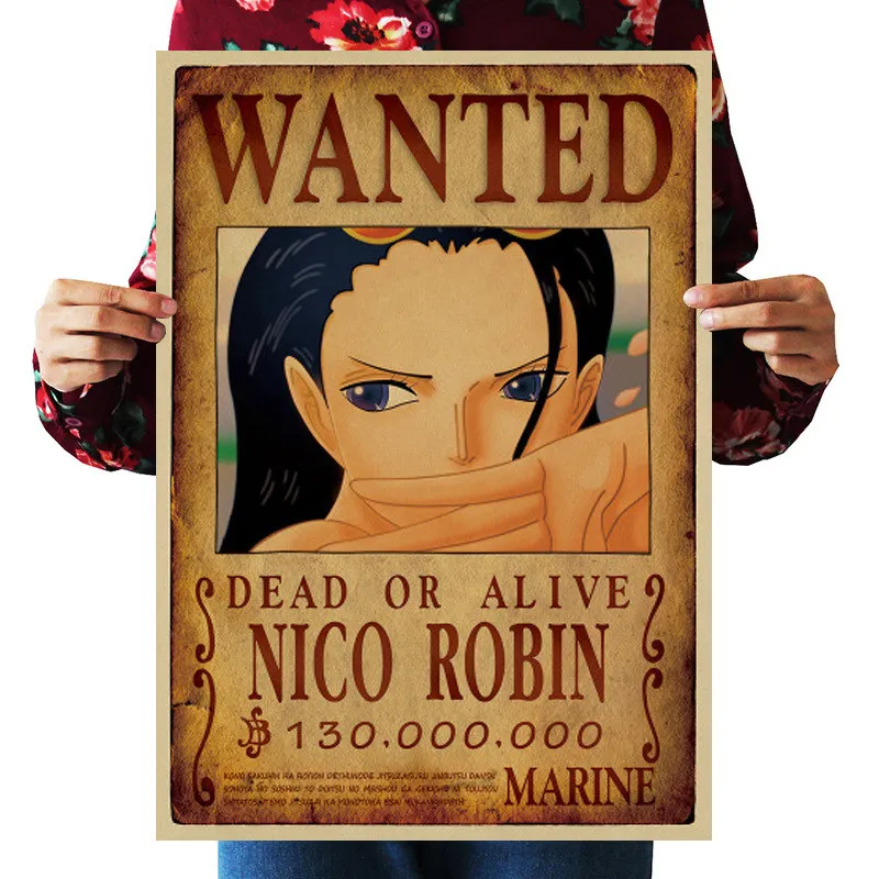 69 стилей ONE PIECE Wanted постеры игрушки винтажный постер Луффи Эйс джинбе нами и Чоппер Робин Зоро Санджи Усопп аниме наклейка 51x36CM - Цвет: Lobin