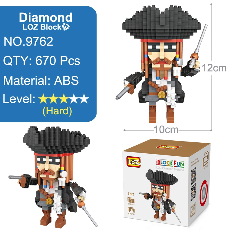 LOZ Jack 15 см 670 шт фигурка игрушка монтажные блоки 9762 Пиратская игрушка|Игровые