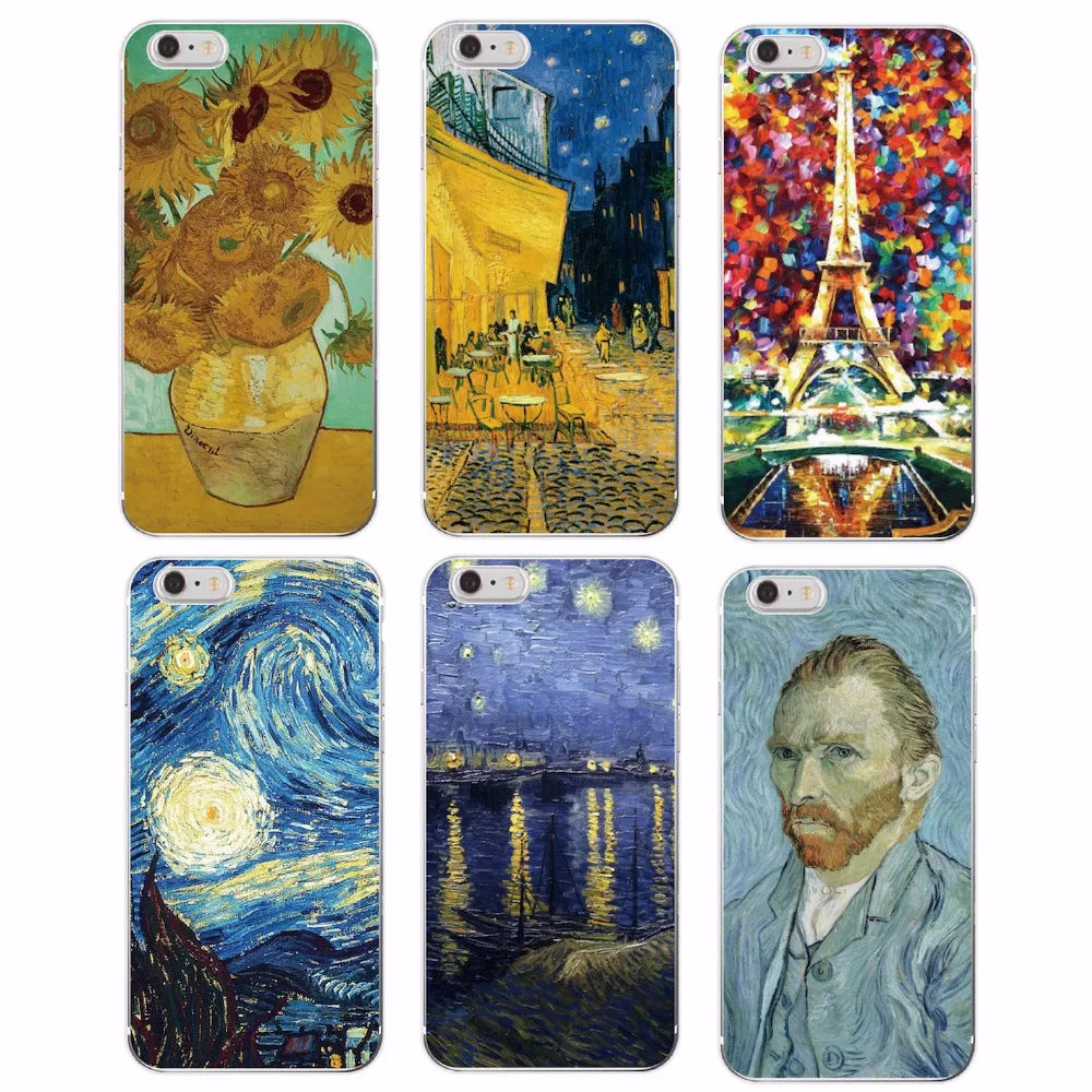 

Van Gogh Starry Night Sunflower Oil Painting Cat Flower Eiffel Soft Phone Case For iPhone 14 14ProMax 14Plus 13Promax 13 12 11