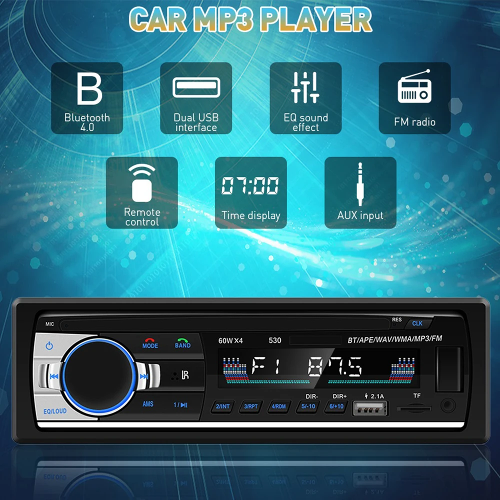 12 В Bluetooth 4 0 Автомобильный MP3 плеер ЖК дисплей Авто Стерео Аудио FM радио двойной USB
