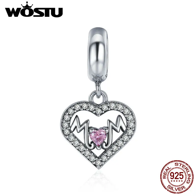 Браслет WOSTU C395 из 100% стерлингового серебра 925 пробы для мамы и сердца|charm making|charm