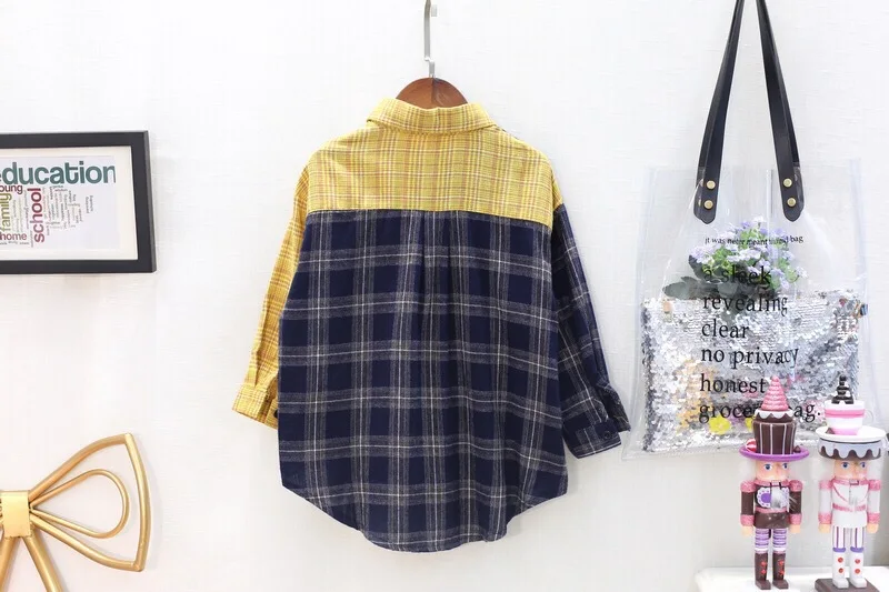 Mihkalev модная детская рубашка в клетку с длинным рукавом для девочек школьные