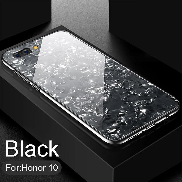 Black Мраморный жесткий чехол для телефона для huawei Honor 10, чехол, ударопрочный, закаленное стекло, оболочка, кожа для huawei Honor View 10, чехол для Honor 10 V10 - Цвет: Black