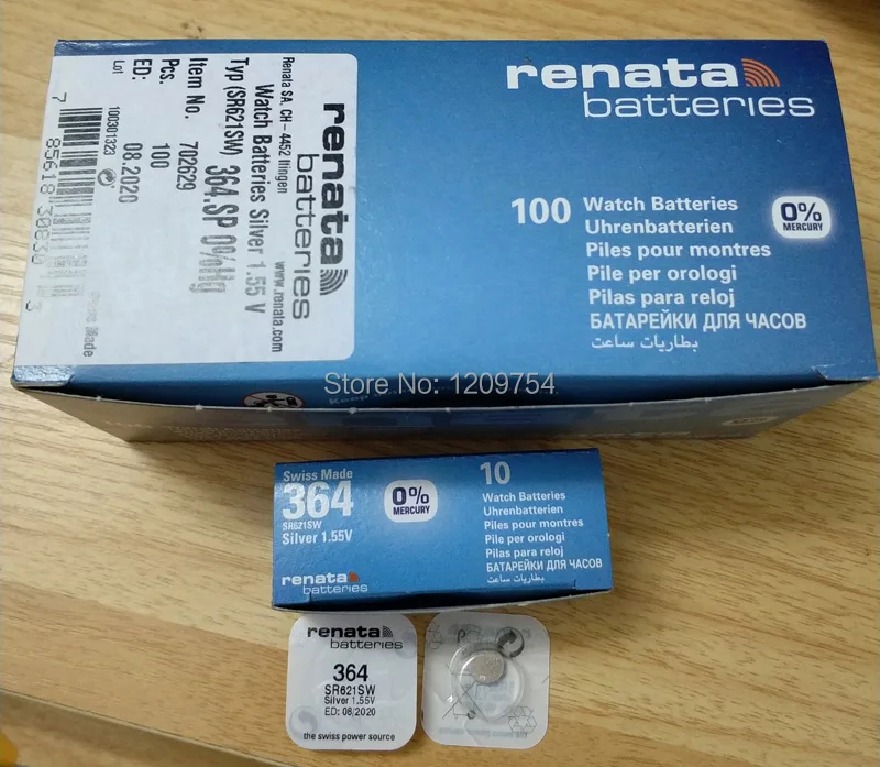 Бесплатная доставка renata часы с оксидом серебра 364 SR621SW RENATA AG1/SR621/364 оксид 1 55 в 20