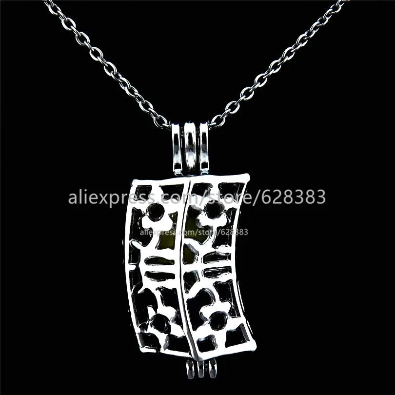 GLOWCAT K248 Creative Flower Cuboid Stone Beads Cage Locket Necklace Aromatherapy Essential Oil Pendant | Украшения и аксессуары
