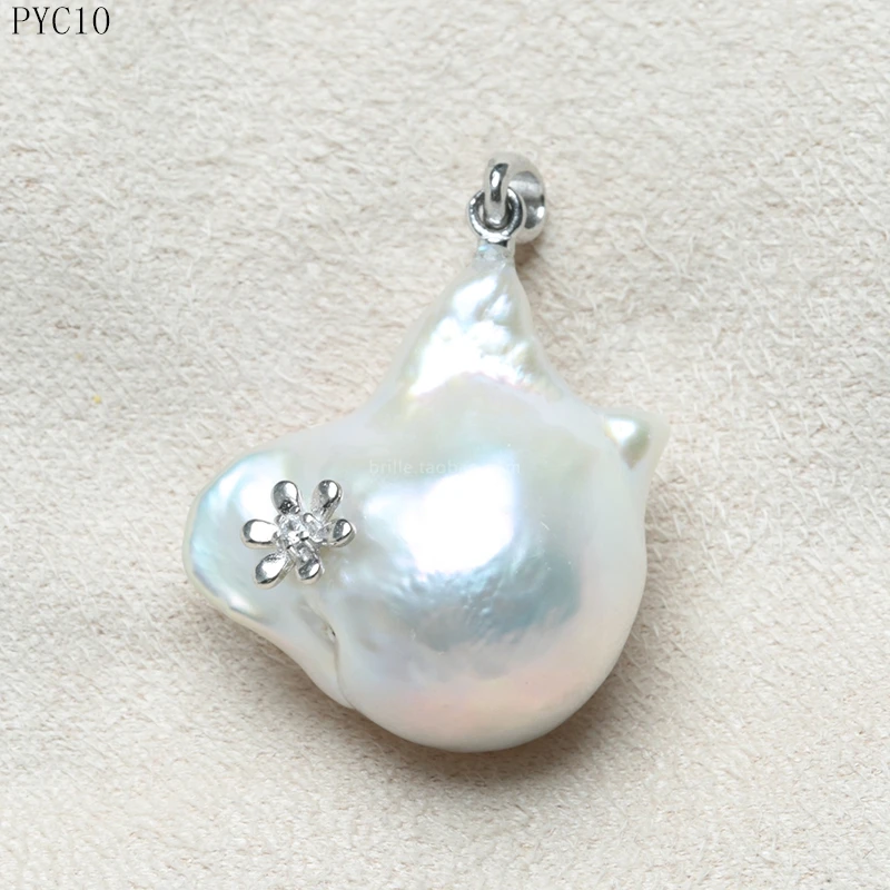 Silver flower BaroqueOnly 925 пробы Серебряный кулон пресноводный барочный жемчуг кулон ожерелье INS ювелирные изделия для женщин 16-20 мм дизайн - Цвет камня: Silver flower