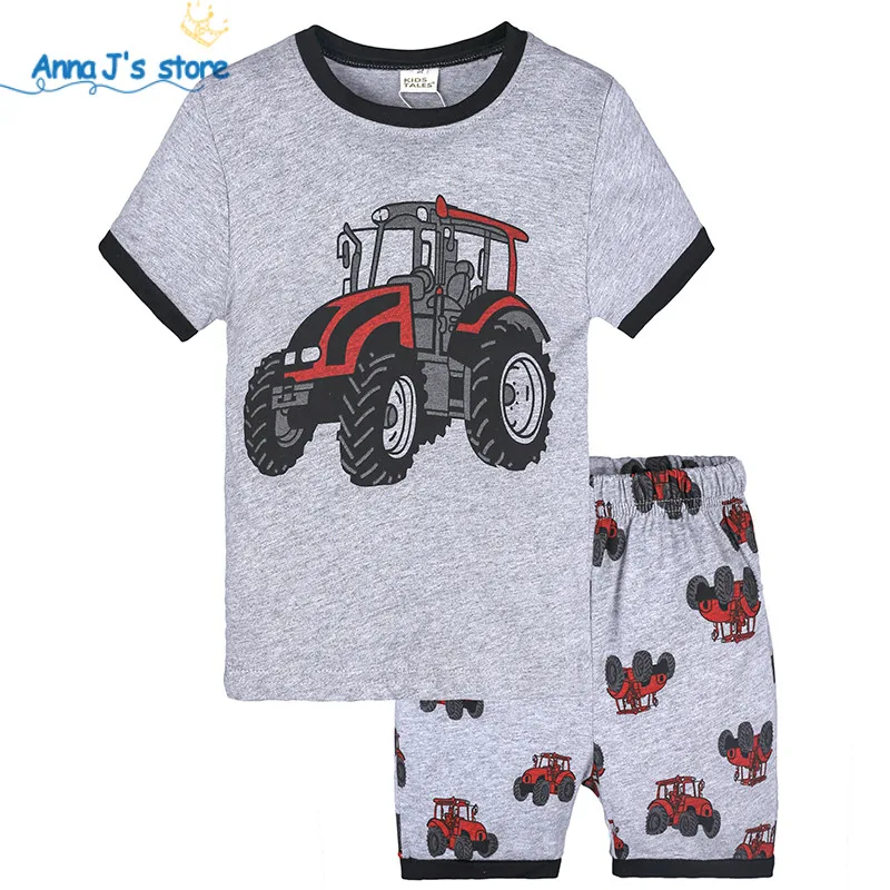 Boy clothes summer 2021 boy sets children's clothing tractor print boys short sleeve shirts + shorts Cool | Детская одежда и
