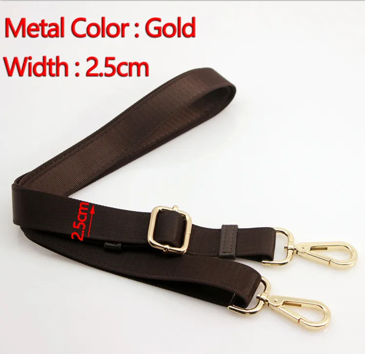 2.5cm Gold DIY Регулируемый 165 см Замена коричневая ткань сумки на плечо бретели для нижнего белья с золотом, серебром, бронза, черный пистолет пряжки с фокусным расстоянием 25 мм, 33 мм, 38 мм - Цвет: 2.5cm Gold