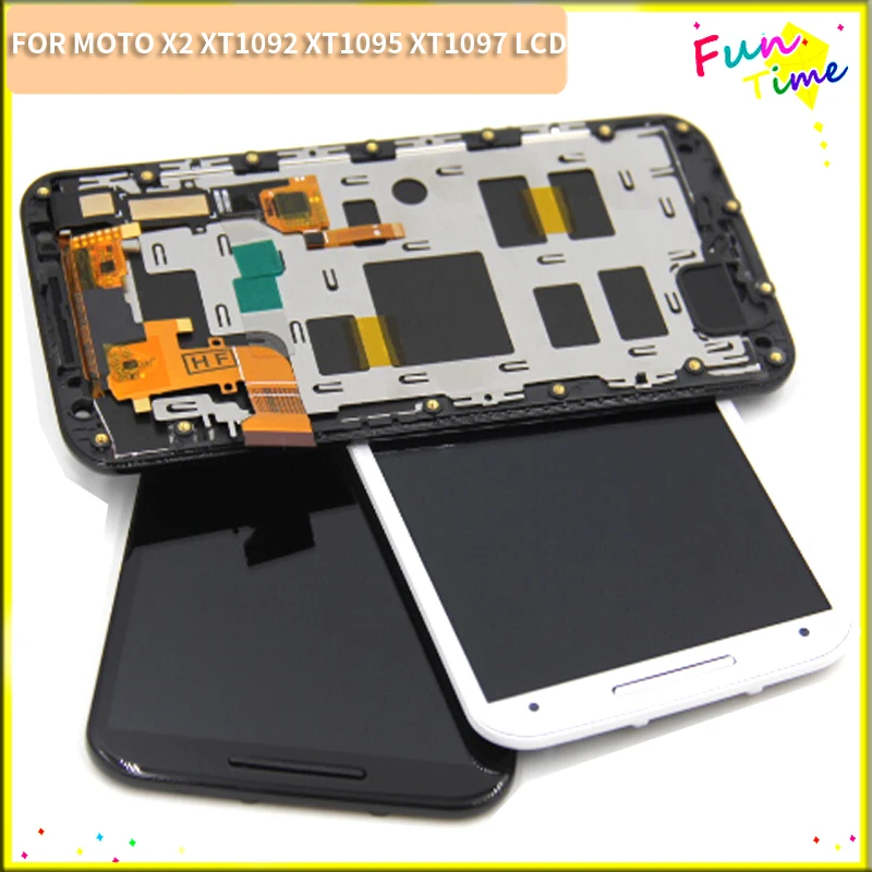 Черный Белый для Motorola Moto X2 Xt1092 Xt1095 Xt1097 ЖК-дисплей с сенсорным экраном дигитайзер в