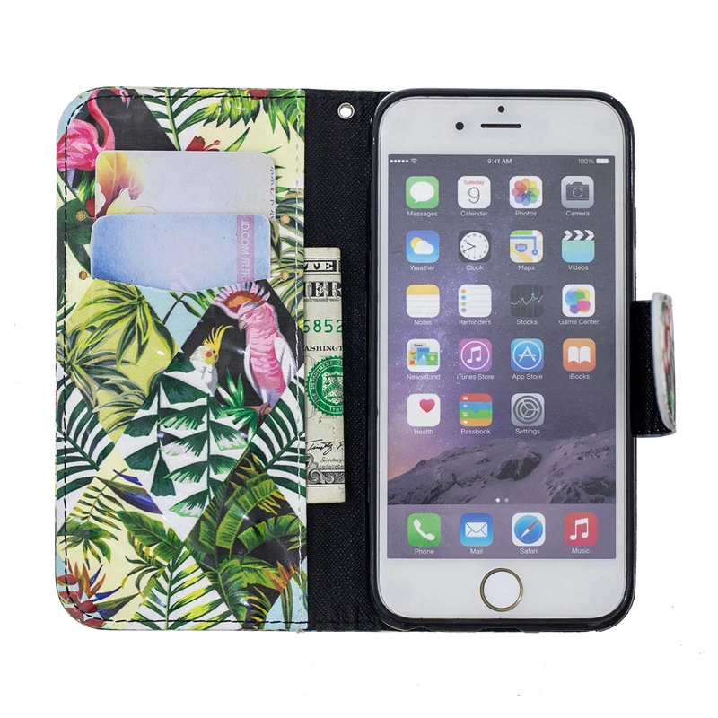 Флип 3D окрашенные искусственная кожа + Wallet Cover для iphone 6 7 8 плюс XR Xs max случае