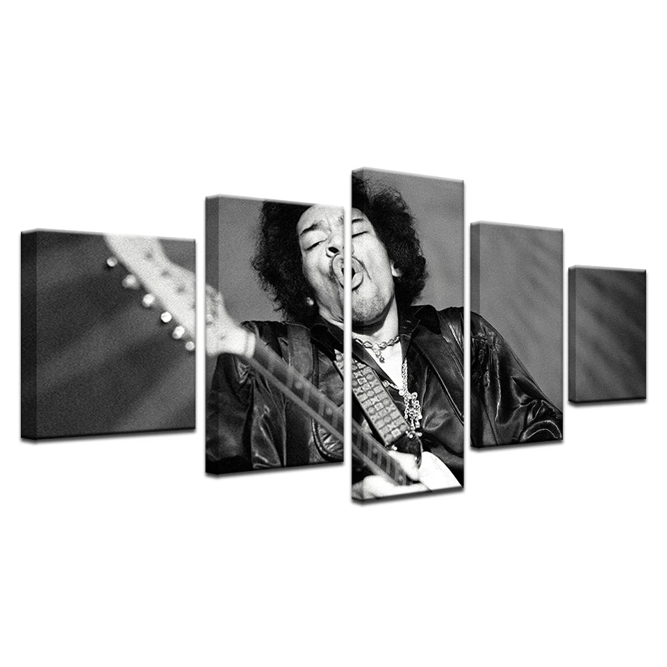Vintage Black White Poster For &quotJimi&quot Hendrix Canvas Painting Room Home Decoration Wall Art 5 Pcs Singer Picture Framed | Дом и сад