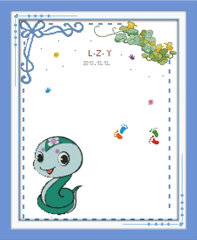 Малыша запись о рождении змея вышивка крестиком комплект люди 18ct 14ct 11ct