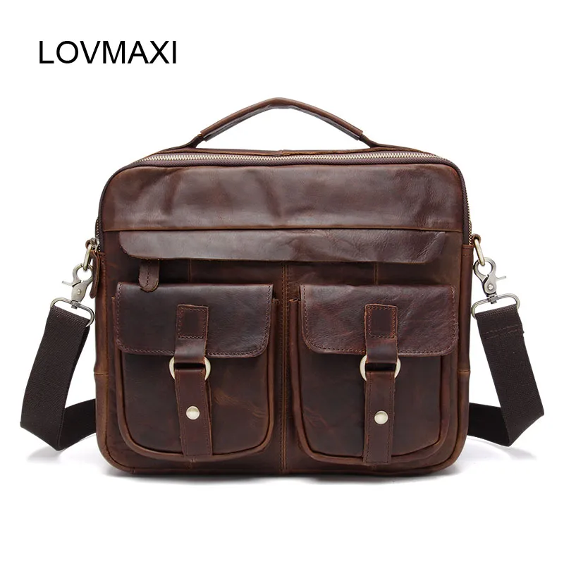 LOVMAXI коровья кожа винтажные мужские портфели Сумки Crazy horse кожаная сумка на плечо