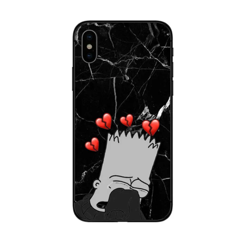 BLACK TPU Simpson Барт Симпсон Черный Мягкий ТПУ силиконовый чехол для телефона чехол для apple iPhone 6 6s 7 8 Plus X XR XS 5 5S SE забавные Симпсоны оболочка coques - Цвет: BLACK TPU Simpson
