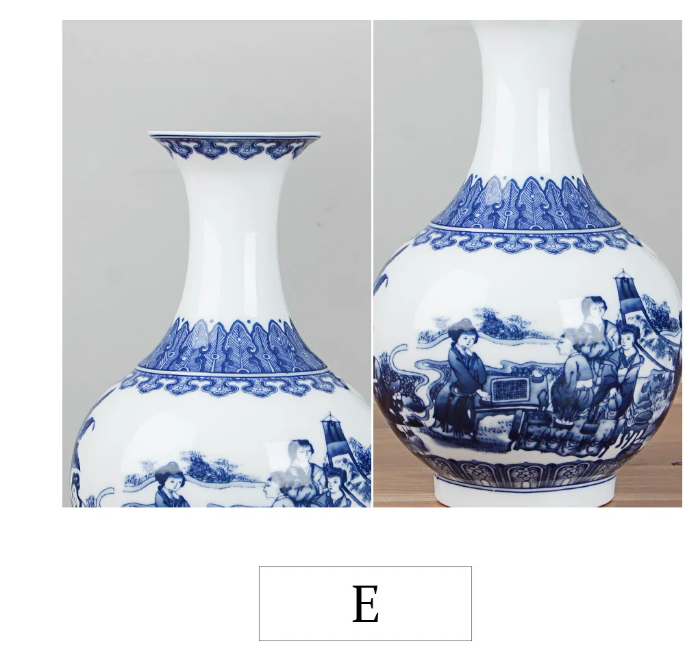 Classic Chinese Blue And White Ceramic Vase Ancient Tabletop Porcelain Flower Vase For Hotel Dining Room wedding Decoration