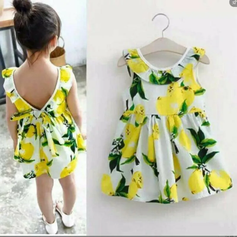 Dress For Girls Baby Clothes Toddler Girl Lemon Flower Bow Ball Prom | Детская одежда и обувь