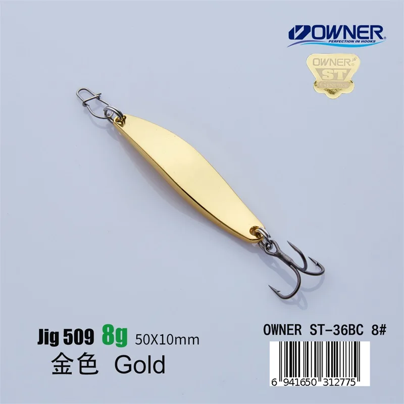 Gold 8g APADA джиггинг 509 кривая владелец тройной крючок+ перо 8 г/50 мм рыболовные приманки для окуня Многоцветный Металлический цинковый сплав - Цвет: Gold 8g