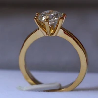 Korea Style 6Prongs Genuine 18k Yellow Gold 1CT Jewelry Solid Yellow Gold Diamond EngagementRing for Women Wedding