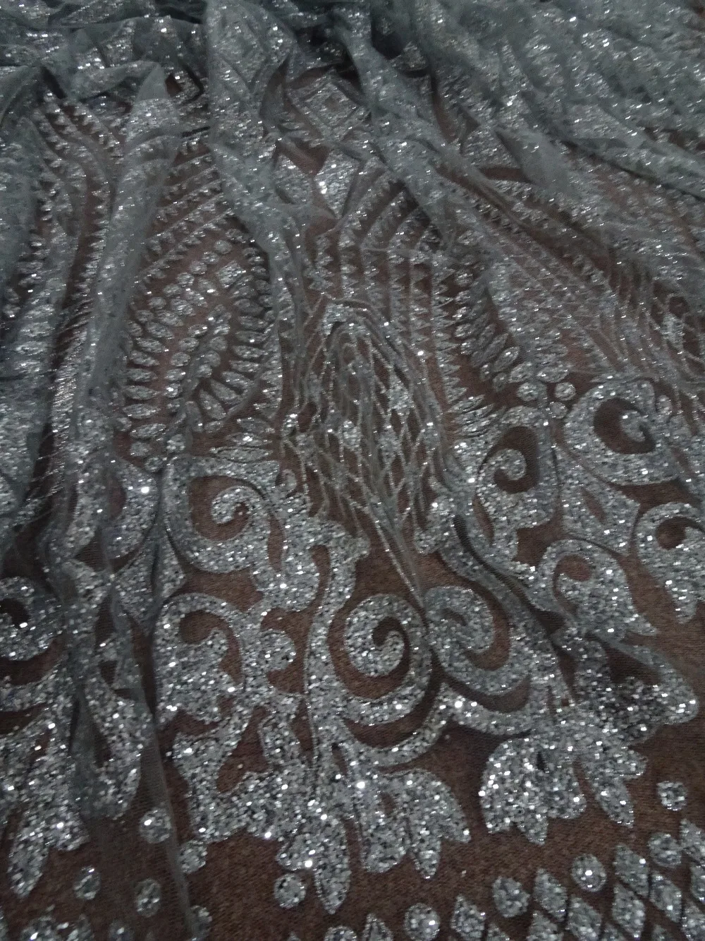 fashion ZH-42088 african glitter lace fabric for party dress 5yard/lot embroidered tulle with glued | Дом и сад