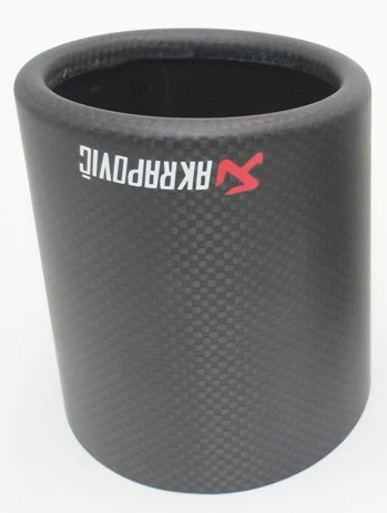 76mm With logo 1 шт. Автомобильный Универсальный чехол, матовый выхлопной наконечник, корпус из углеродного волокна Akrapovic, глушитель выхлопной трубы, наконечник крышки с полным Карбоновым покрытием - Цвет: 76mm With logo
