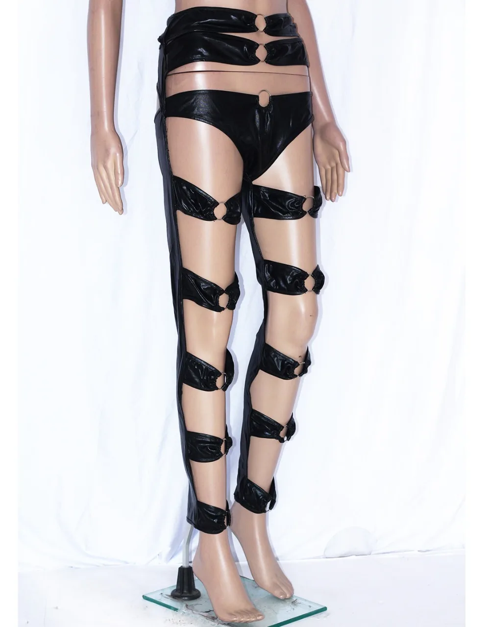Черные Соблазнительные леггинсы из искусственной кожи женские облегающие
