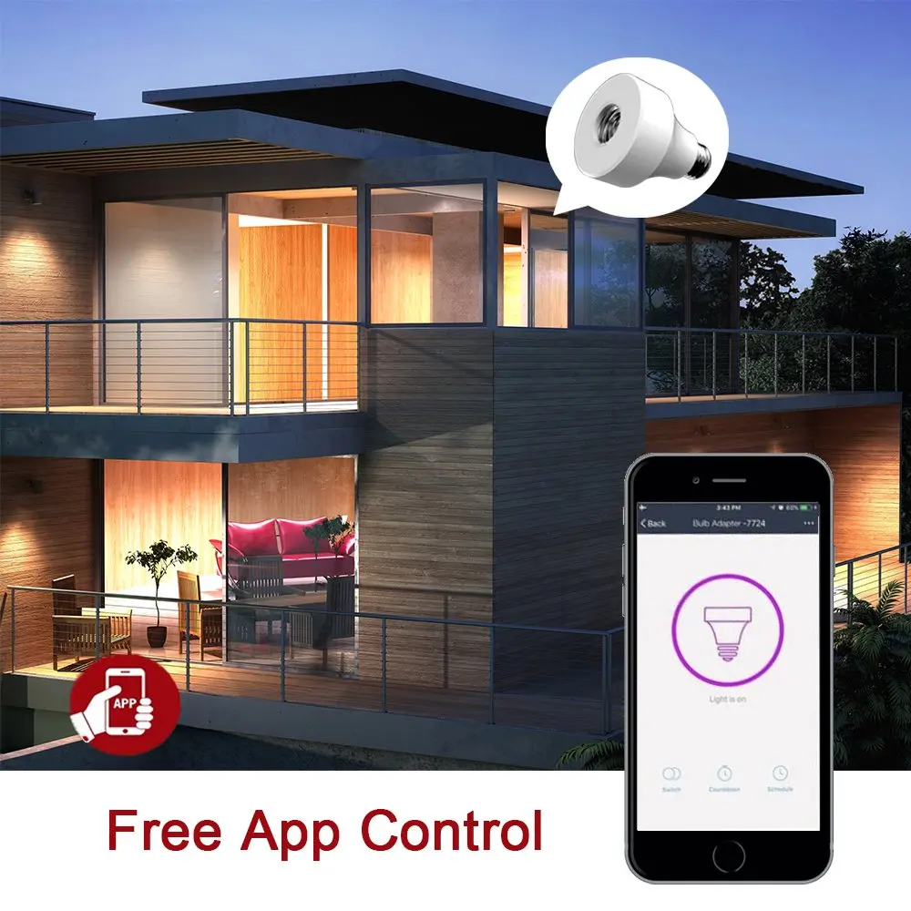 Смарт-лампочка WiFi розетка E26 Wi-Fi светодиодный светильник лампы Таймер держатель Беспроводной Лампа адаптер работает с Amazon Alexa и Google Home