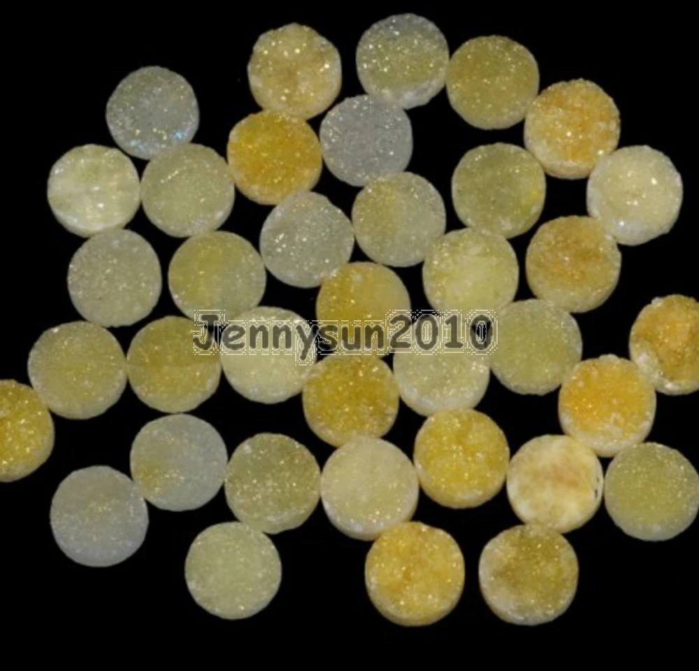 16 мм Желтый AB (без отверстия) Друза кварц Ag-ate плоский разъем Круглый Кабошон