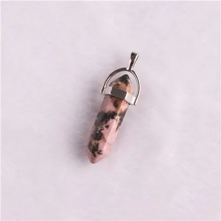 Rhodonite 50 шт./лот Ассорти розы кварц натуральный камень опал Подвески шестиугольные заостренный Исцеление Рейки 7 маятник с чакрами - Окраска металла: Rhodonite
