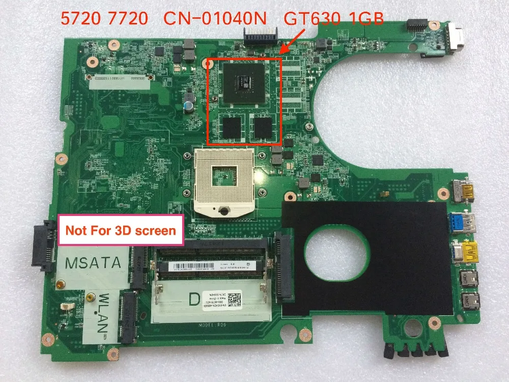 Почти новая материнская плата 01040N DA0R09MB6H1 GT630 для Dell INSPIRON 5720 7720 подходит для Dell INSPIRON 7720 072P0M