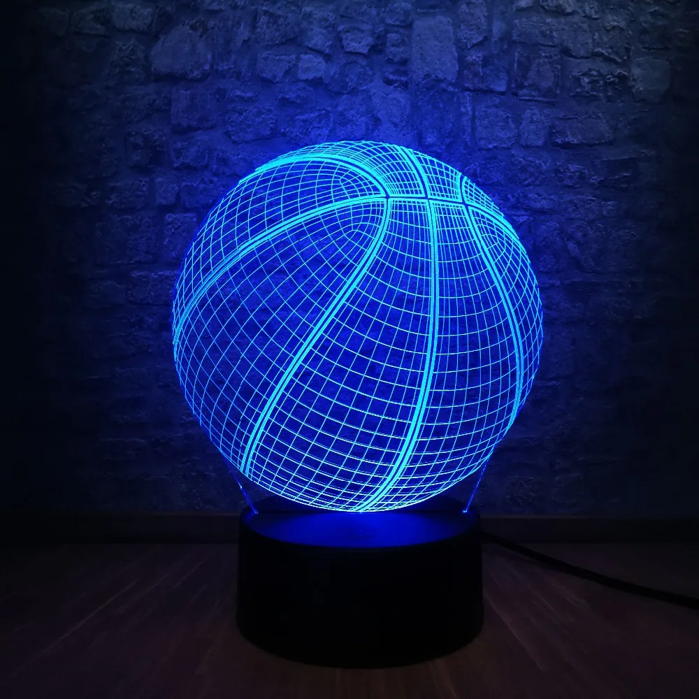 Спортивный стиль баскетбол 3D USB светодиодный светильник сенсорный пульт RGB батарея любовь спорт мальчик Спальня украшение подарок детские игрушки