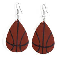2019 5pcs american fashion buffalo plaid leather earrings for women trendy flag basketball football baseball jewelry