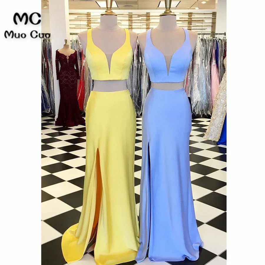 Элегантное платье 2018 из двух частей для выпускного вечера с русалочкой длинное