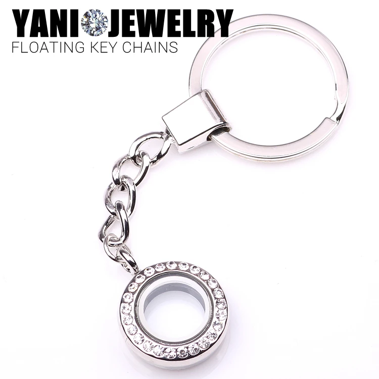 10 шт./лот Бесплатная доставка кольцо брелоки Серебряный плавающий медальон