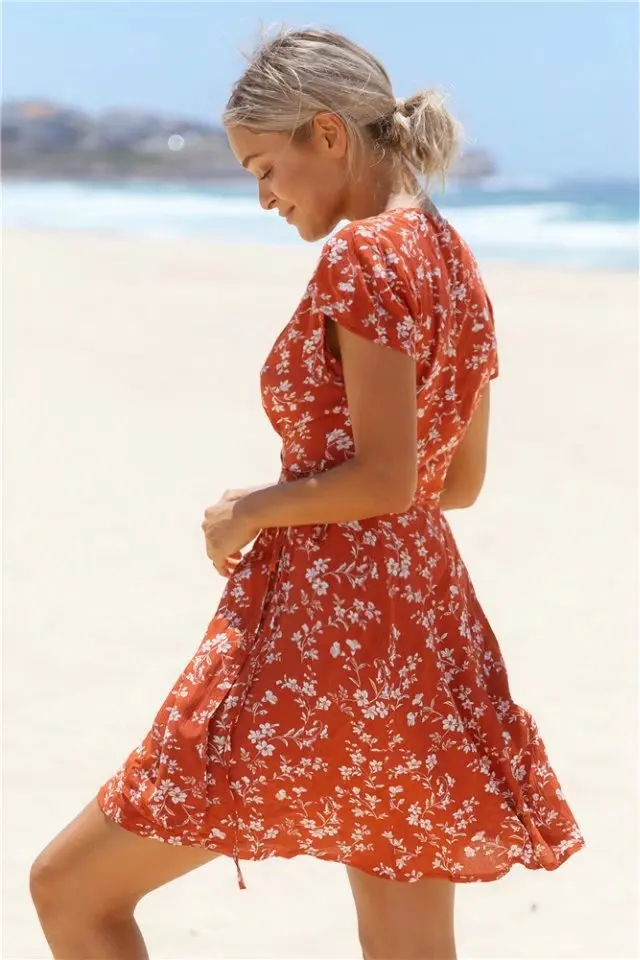 2018 для женщин в винтажном стиле платье с цветочным принтом бохо | Женская одежда