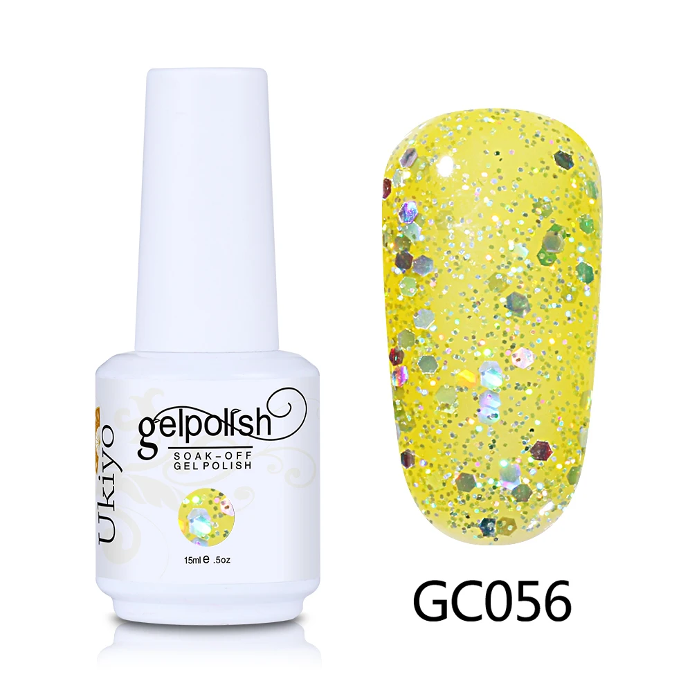 GC056 Ukiyo 15 мл гель для ногтей с блёстками лак отмачиваемый гель лак алмазные ногти Эмаль Лак Vernis Полупостоянный гель лак - Цвет: GC056