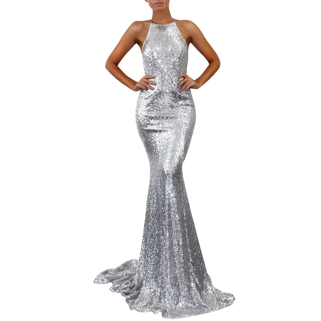 Feitong женское сексуальное длинное бальное платье с открытой спиной вечернее для