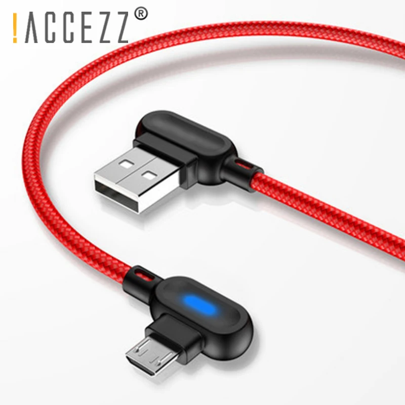 ! ACCEZZ Micro USB кабель для Samsung Xiaomi Redmi Note 5 4 Huawei HTC Android 90 градусов быстрая зарядка