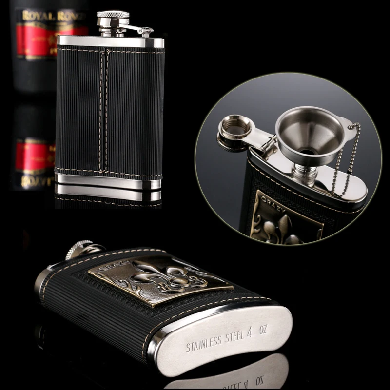 4 унций Изысканная фляжка с воронкой для виски водка емкость 115 мл из нержавеющей