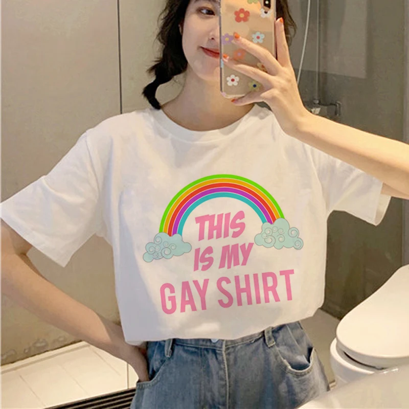 Новая футболка в стиле Харадзюку для ЛГБТ женская Ullzang Gay Pride 90s с графическим