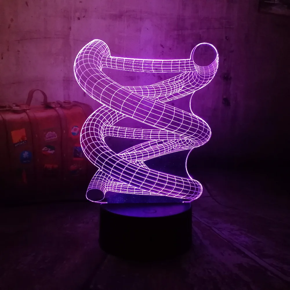Новинка 2019 креативная лампа для Chtistmas 3D DNA USB светодиодный светильник 7 цветов