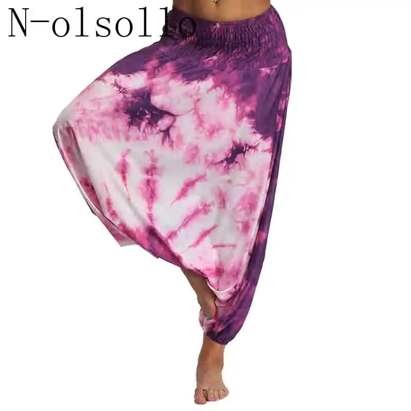 YCL062 N-olsollo Tie-dyed серия шаровары 6 дизайн фитнес широкие брюки женские/мужские повседневные брюки высокая талия Jogger летние брюки - Цвет: YCL062