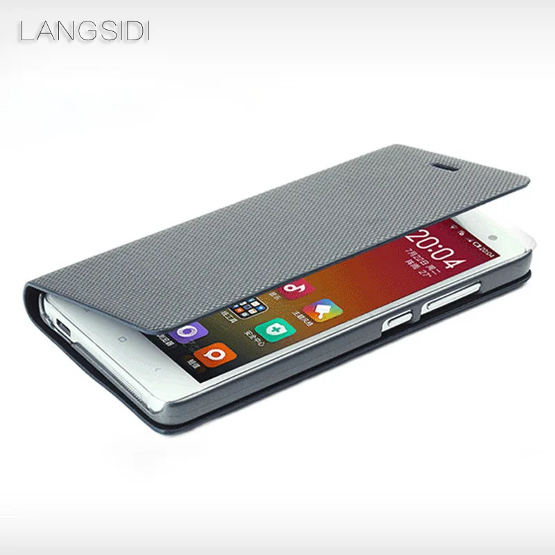 LANGSIDI брендовая натуральная кожа телефон случае ромба раскладушка handphone оболочки