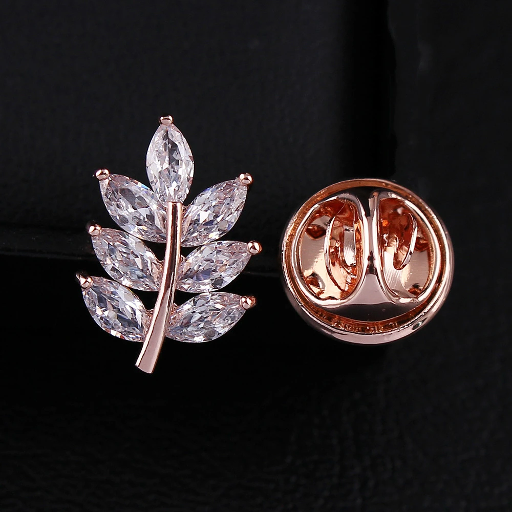 С украшением в виде кристаллов лист Высокая класс циркон броши на булавке