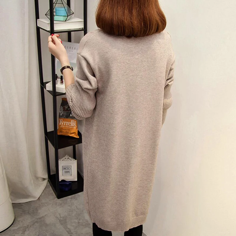 Женский длинный кардиган сезон весна-осень 2018 Модный трикотажный с длинным