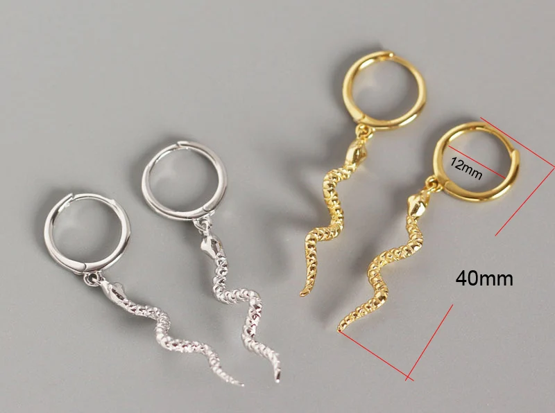 Настоящее серебро 925 проба серьги в виде змеи Huggie Hoop