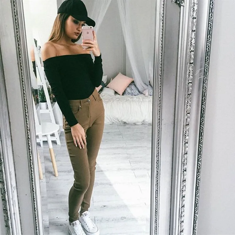 2020 тонкие блузы в рубчик пикантный Топ с длинным рукавом и открытыми плечами